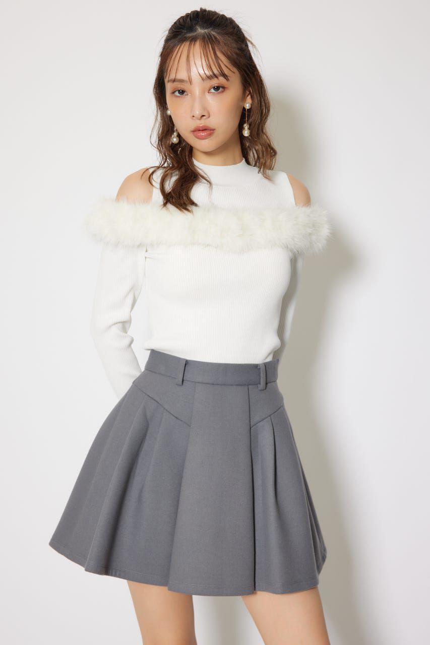 rienda「ショルダーオープンフェイクファーニットトップス」|ニット・セーター|