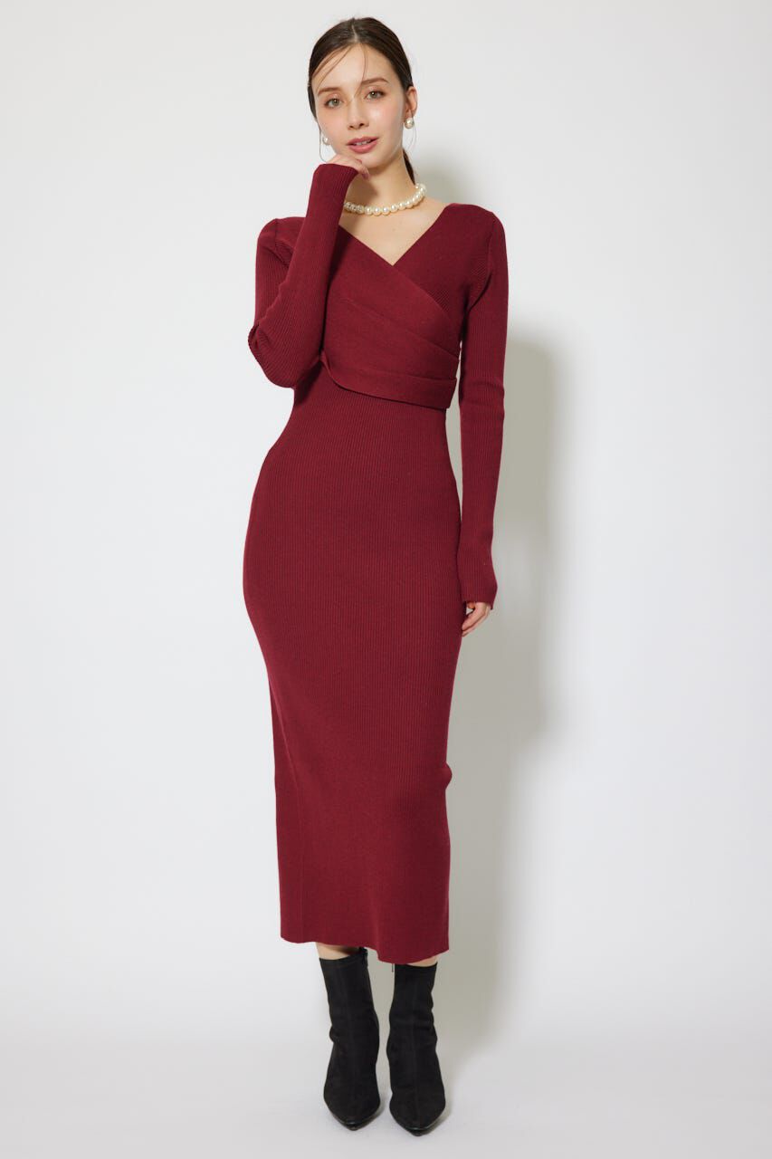 rienda「カシュクールウォッシャブルニットワンピース」|ワンピース|