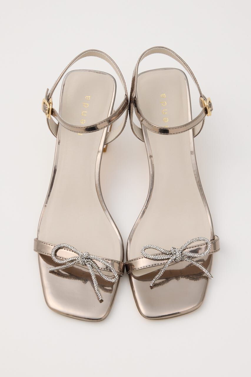 rienda「ビジューリボンクリアヒールサンダル」|サンダル|