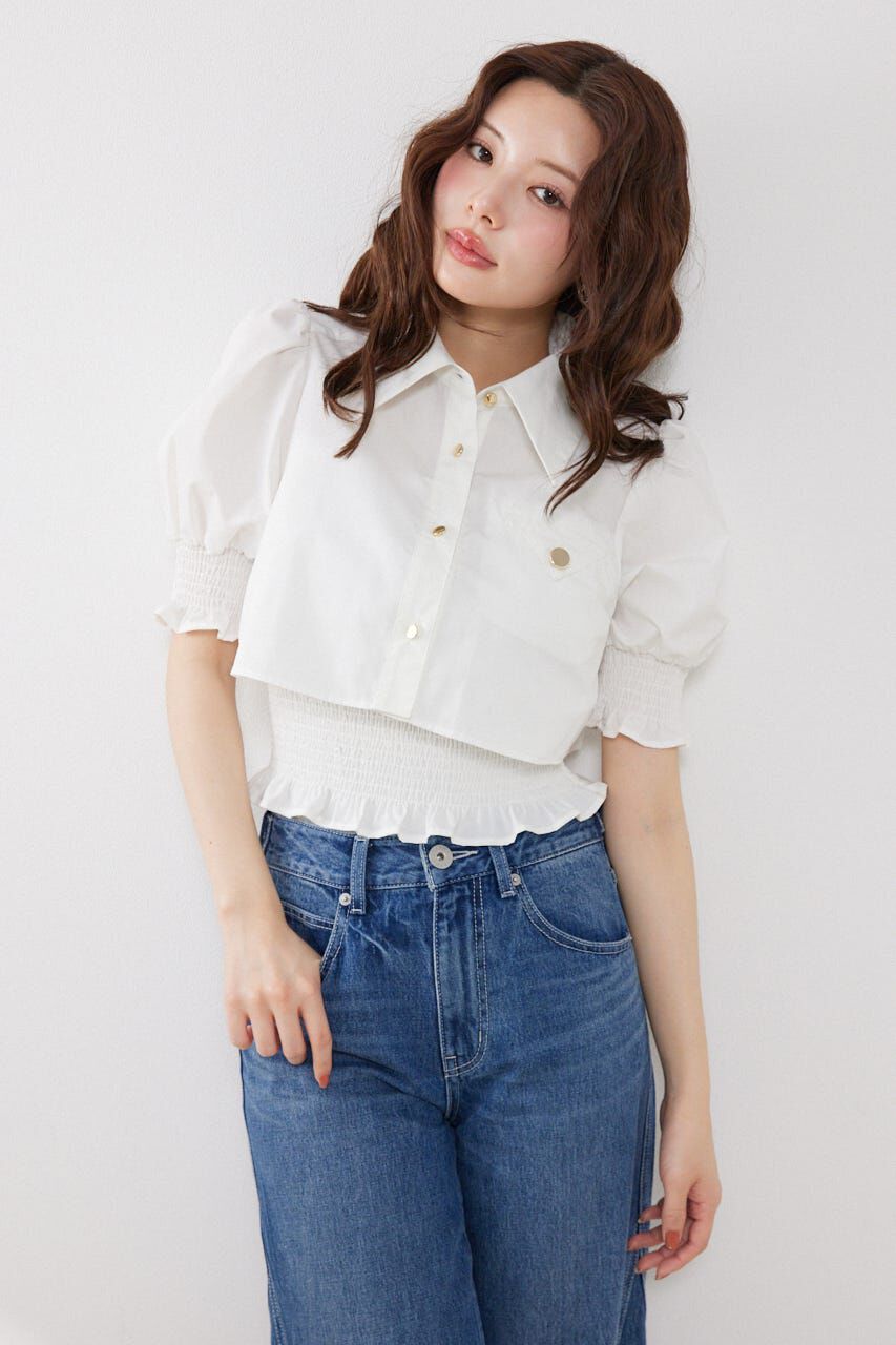 rienda「クロップドレイヤードブラウス」|シャツ・ブラウス|