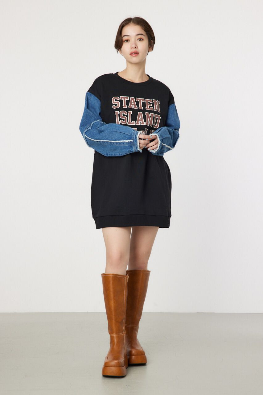 RODEO CROWNS「デニムドッキングスウェットワンピース」|ワンピース|