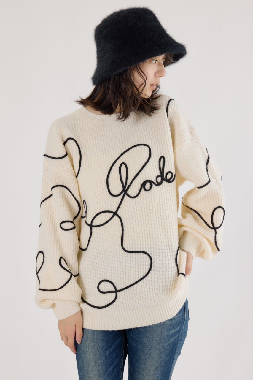 RODEO CROWNS「Embroideryラインロゴニットトップス」|ニット・セーター|O/WHT1