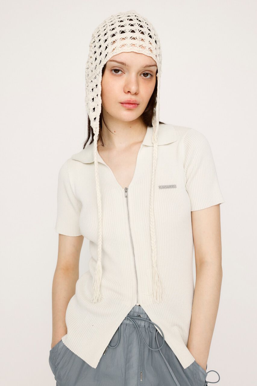 SLY「DUAL COLOR FRONT ZIP KNIT トップス」|ニット・セーター|O/WHT1