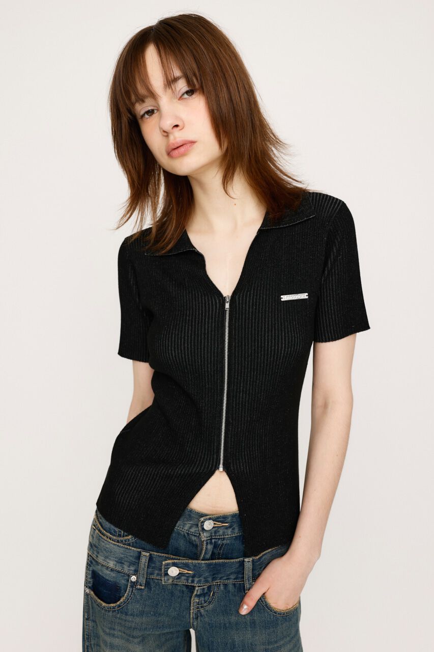 SLY「DUAL COLOR FRONT ZIP KNIT トップス」|ニット・セーター|