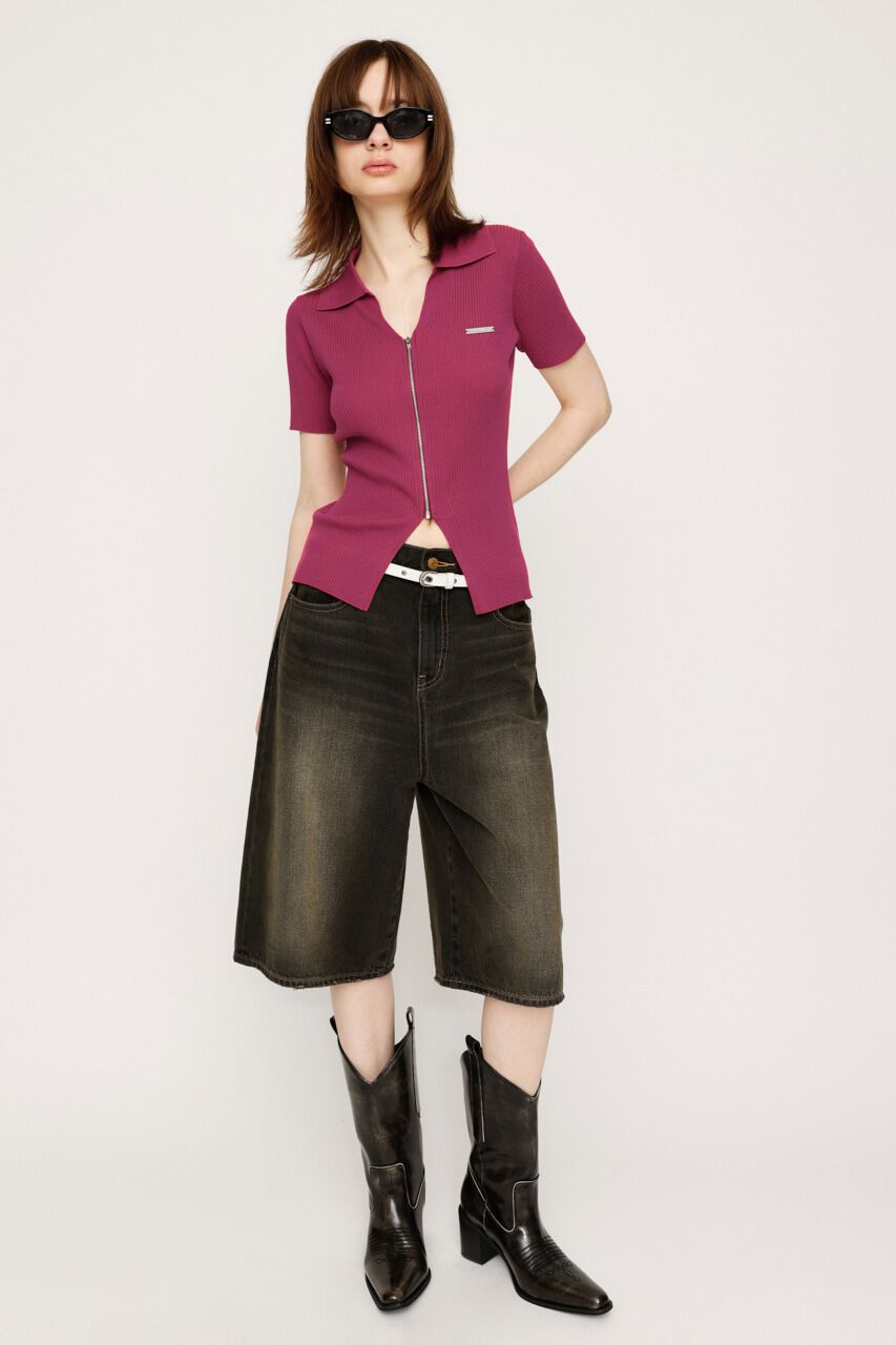 SLY「DUAL COLOR FRONT ZIP KNIT トップス」|ニット・セーター|