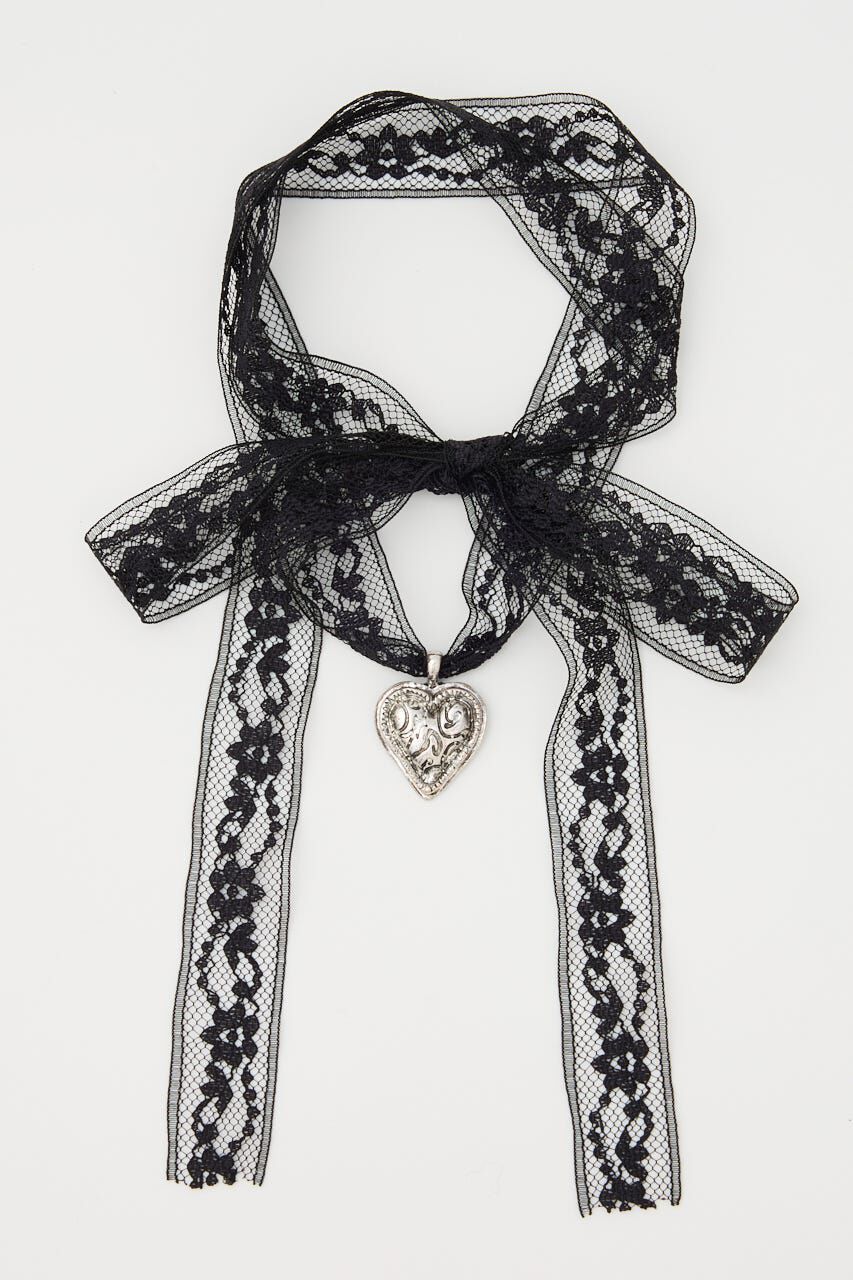SLY「HEART MOTIF LACE チョーカー」|ネックレス|BLK