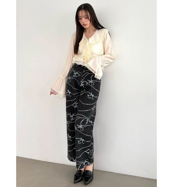 CALNAMUR「パールプリントデニムパンツ」|デニム|