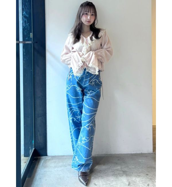 CALNAMUR「パールプリントデニムパンツ」|デニム|