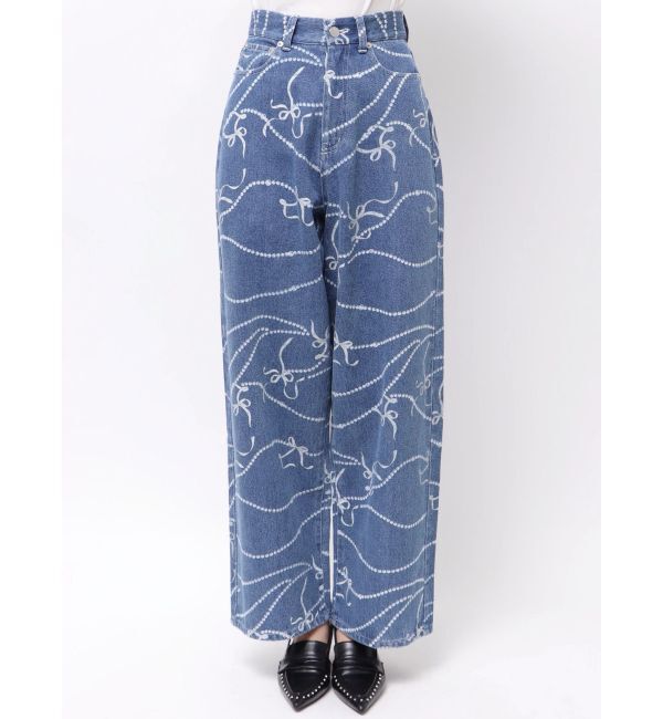 CALNAMUR「パールプリントデニムパンツ」|デニム|