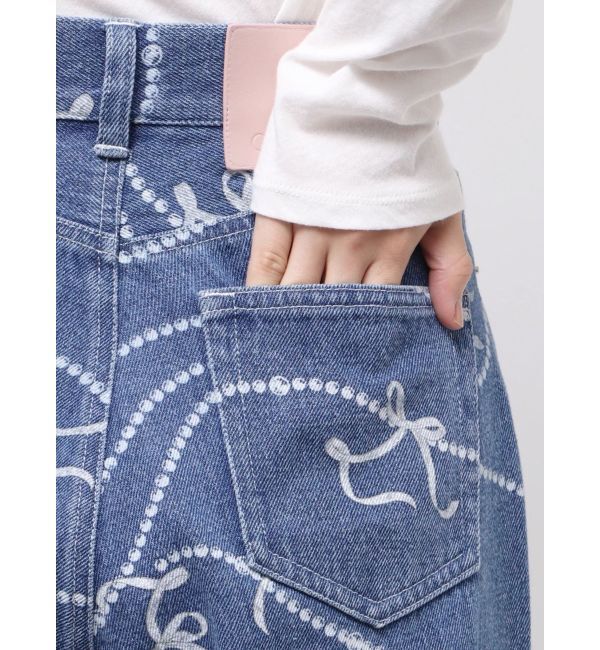 CALNAMUR「パールプリントデニムパンツ」|デニム|