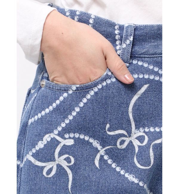CALNAMUR「パールプリントデニムパンツ」|デニム|