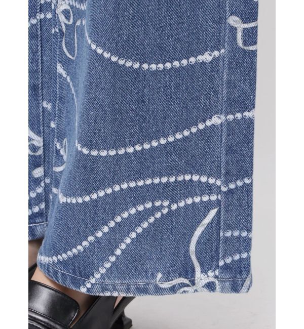 CALNAMUR「パールプリントデニムパンツ」|デニム|