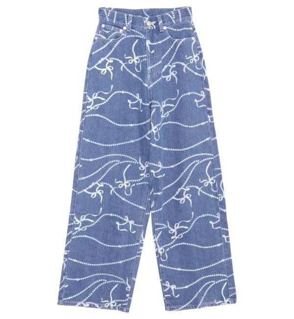 CALNAMUR「パールプリントデニムパンツ」|デニム|