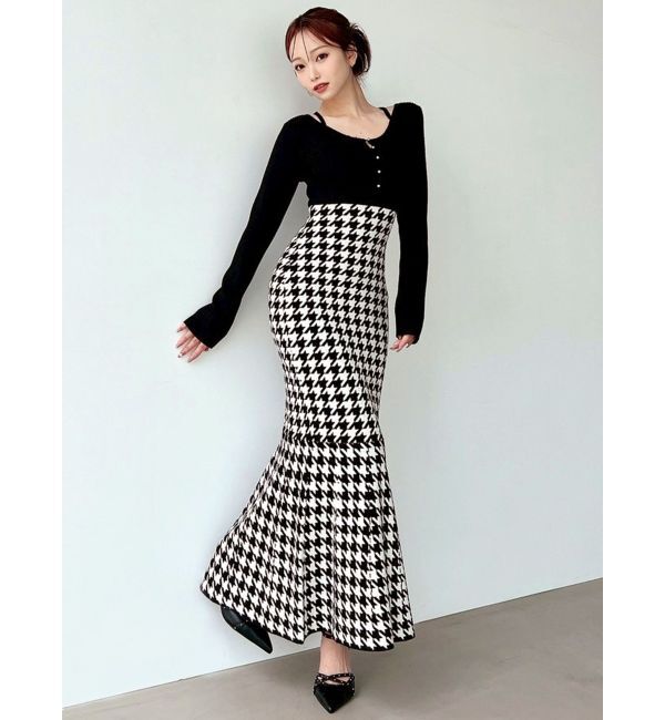 RESEXXY「ハウンドトゥースマーメイドニットワンピース」|ワンピース|