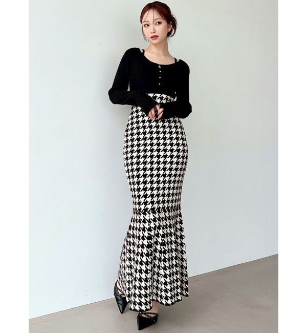RESEXXY「ハウンドトゥースマーメイドニットワンピース」|ワンピース|