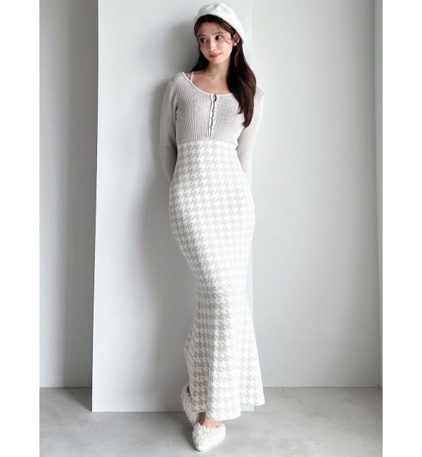 RESEXXY「ハウンドトゥースマーメイドニットワンピース」|ワンピース|
