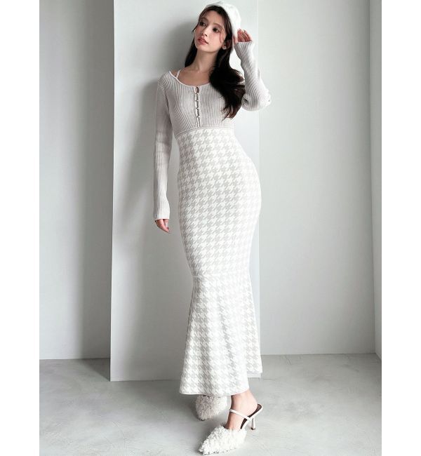 RESEXXY「ハウンドトゥースマーメイドニットワンピース」|ワンピース|