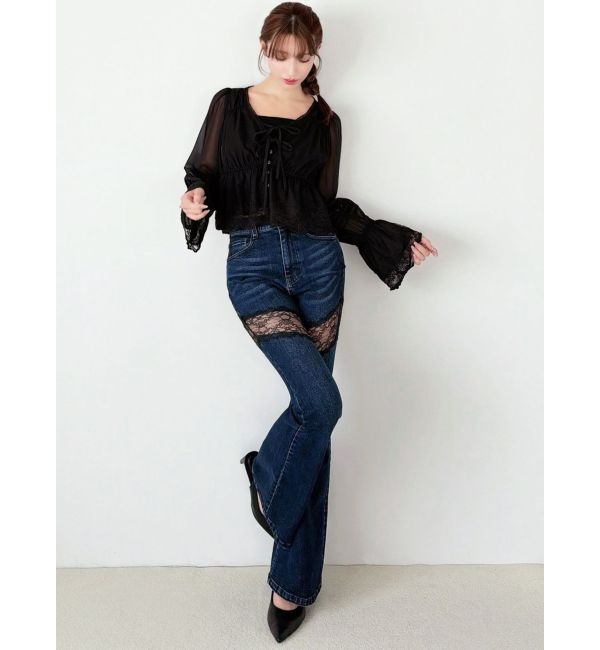 RESEXXY「レースドッキングデニムパンツ」|デニム|