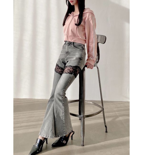 RESEXXY「レースドッキングデニムパンツ」|デニム|