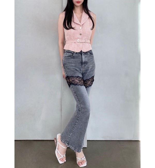 RESEXXY「レースドッキングデニムパンツ」|デニム|