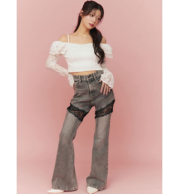 RESEXXY「レースドッキングデニムパンツ」|デニム|