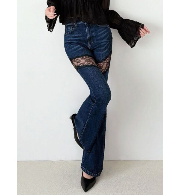 RESEXXY「レースドッキングデニムパンツ」|デニム|インディゴ