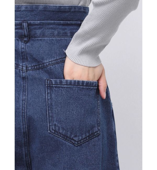 dazzlin「ダブルハイウエストワイドデニムパンツ」|デニム|