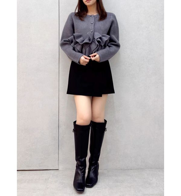 dazzlin「ヘムフリルニットジャケット」|ノーカラージャケット|