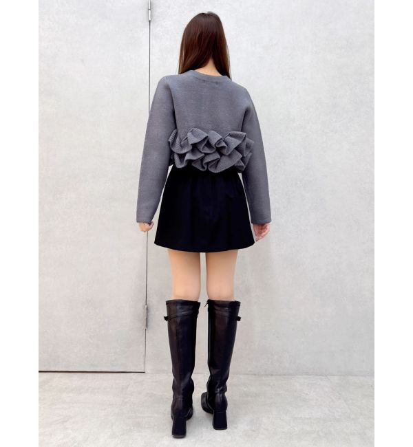 dazzlin「ヘムフリルニットジャケット」|ノーカラージャケット|