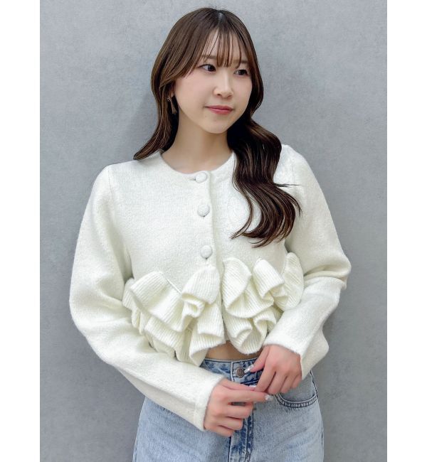 dazzlin「ヘムフリルニットジャケット」|ノーカラージャケット|