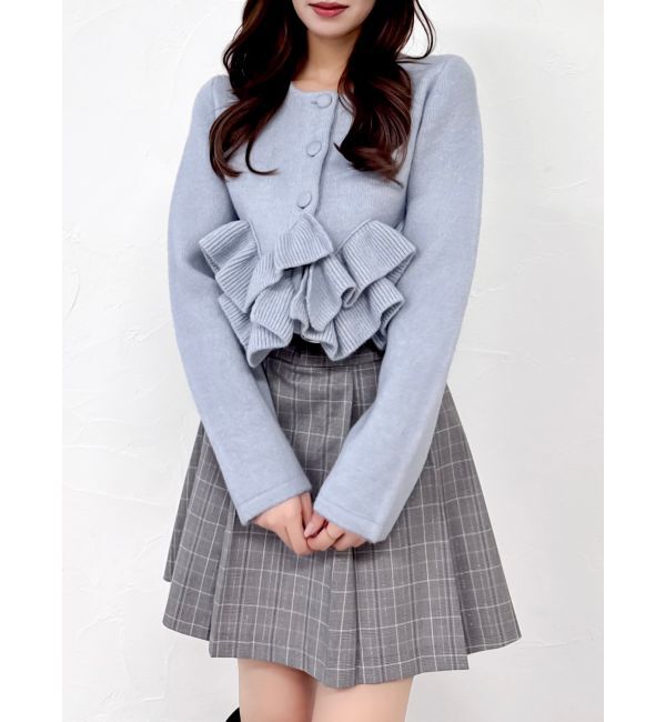 dazzlin「ヘムフリルニットジャケット」|ノーカラージャケット|