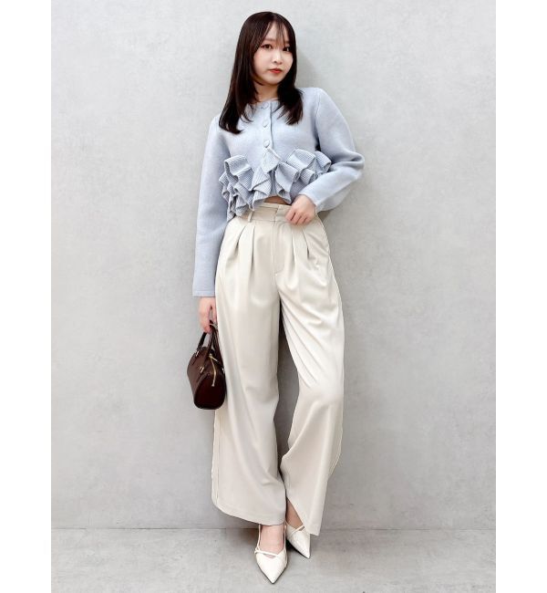 dazzlin「ヘムフリルニットジャケット」|ノーカラージャケット|