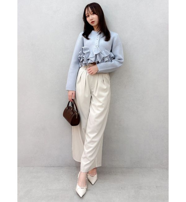 dazzlin「ヘムフリルニットジャケット」|ノーカラージャケット|