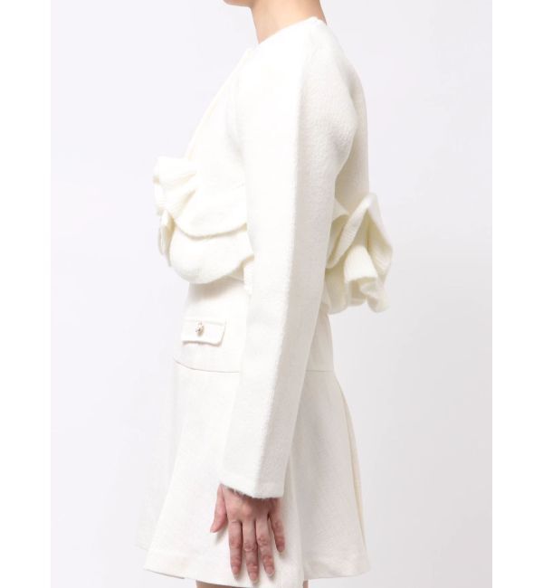 dazzlin「ヘムフリルニットジャケット」|ノーカラージャケット|