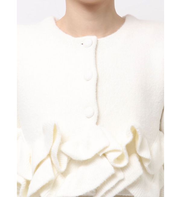 dazzlin「ヘムフリルニットジャケット」|ノーカラージャケット|