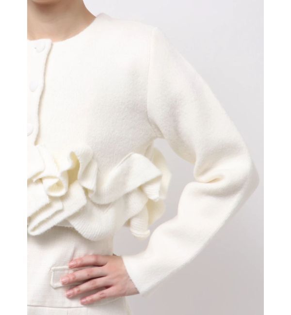 dazzlin「ヘムフリルニットジャケット」|ノーカラージャケット|