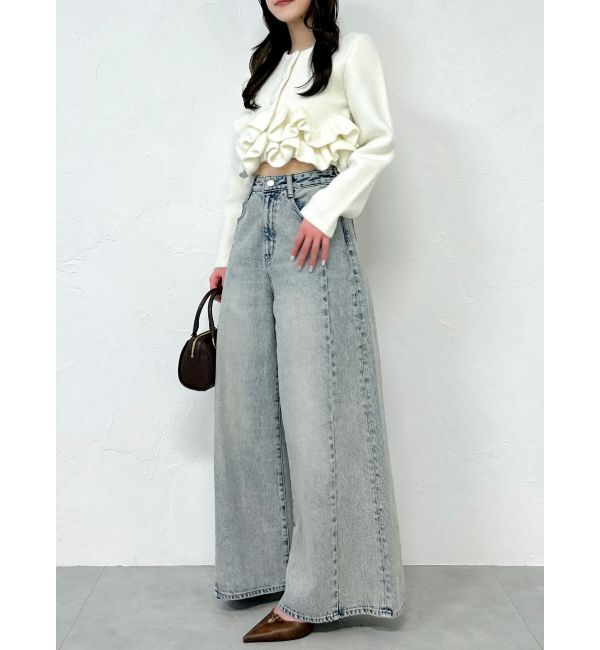 dazzlin「ヘムフリルニットジャケット」|ノーカラージャケット|