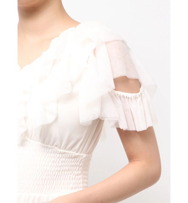 dazzlin「チュールフラワープリーツワンピース」|ワンピース|