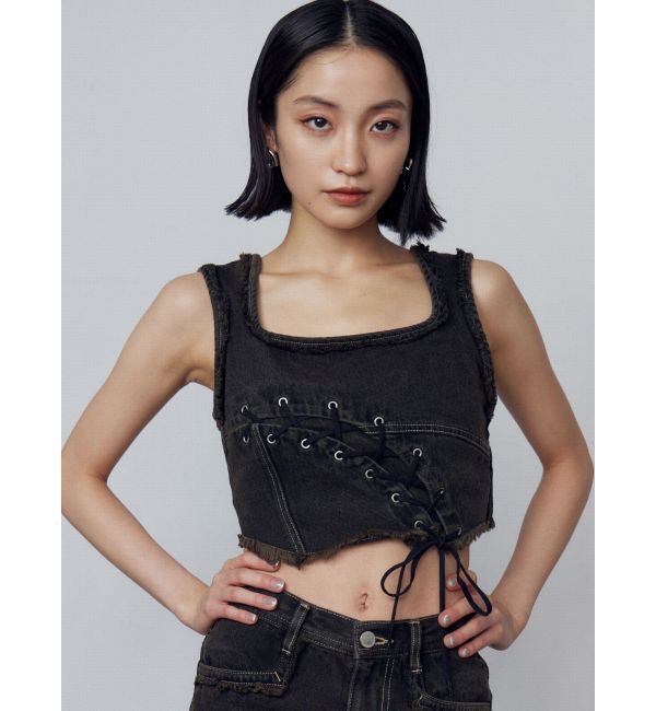 EMODA「カーブレースアップデニムビスチェ」|タンクトップ|