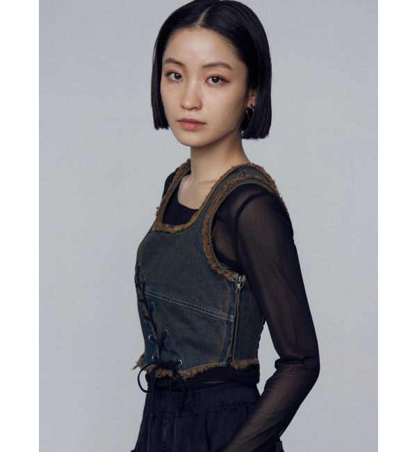 EMODA「カーブレースアップデニムビスチェ」|タンクトップ|