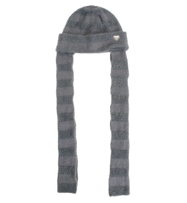 EMODA「ストライプシャギー2WAYビーニー」|ニット帽|グレー
