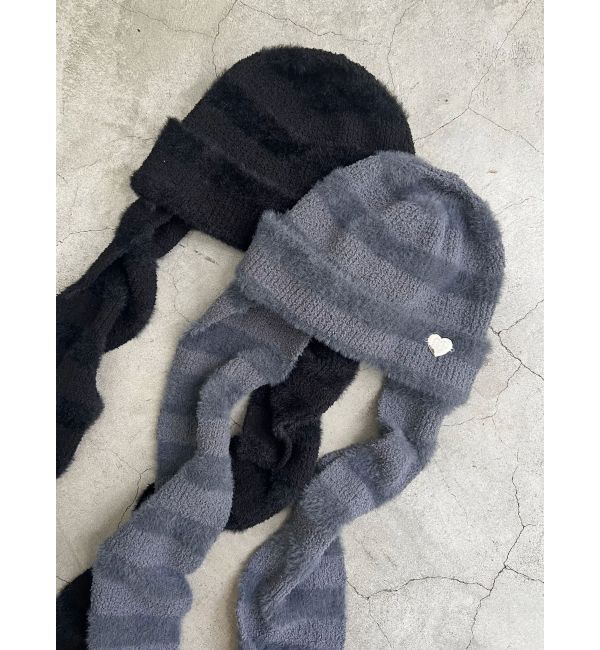 EMODA「ストライプシャギー2WAYビーニー」|ニット帽|