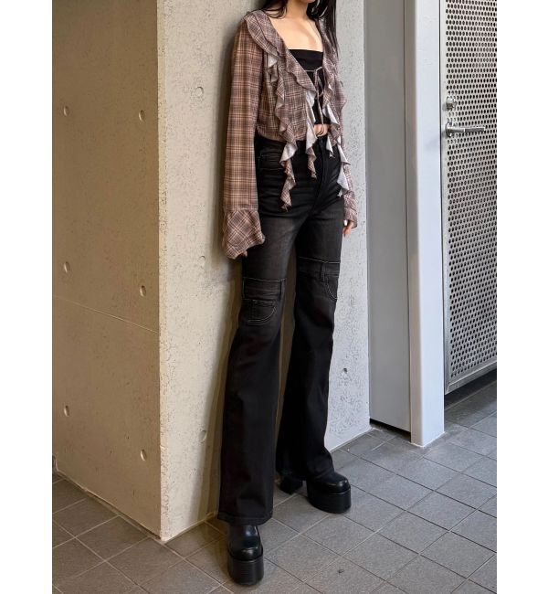 EMODA「ハイカバーフレアパギンス」|デニム|