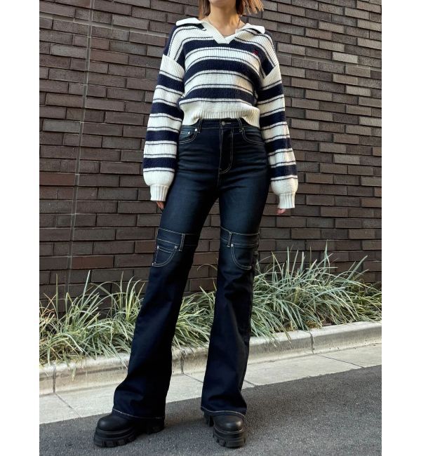 EMODA「ハイカバーフレアパギンス」|デニム|