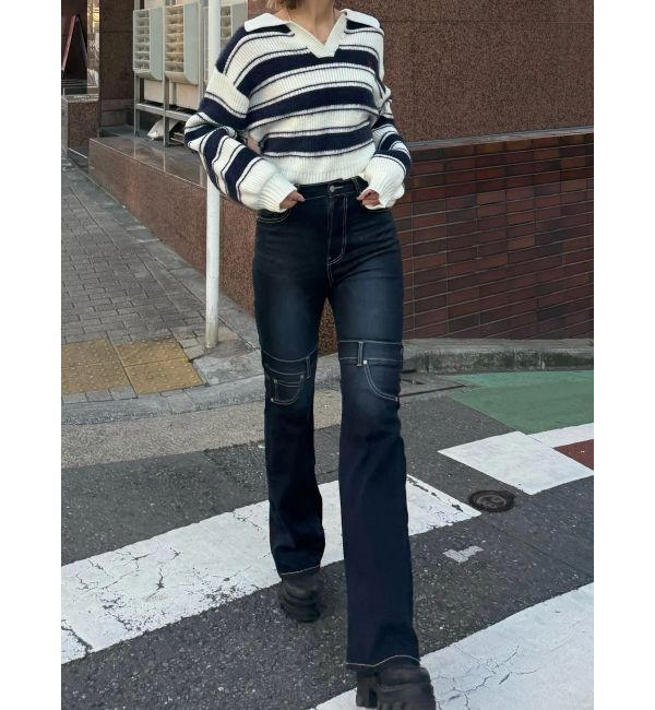 EMODA「ハイカバーフレアパギンス」|デニム|