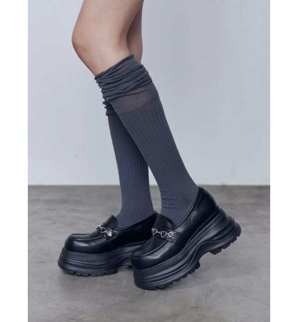 EMODA「ハートチェーンローファー」|ローファー|ブラック