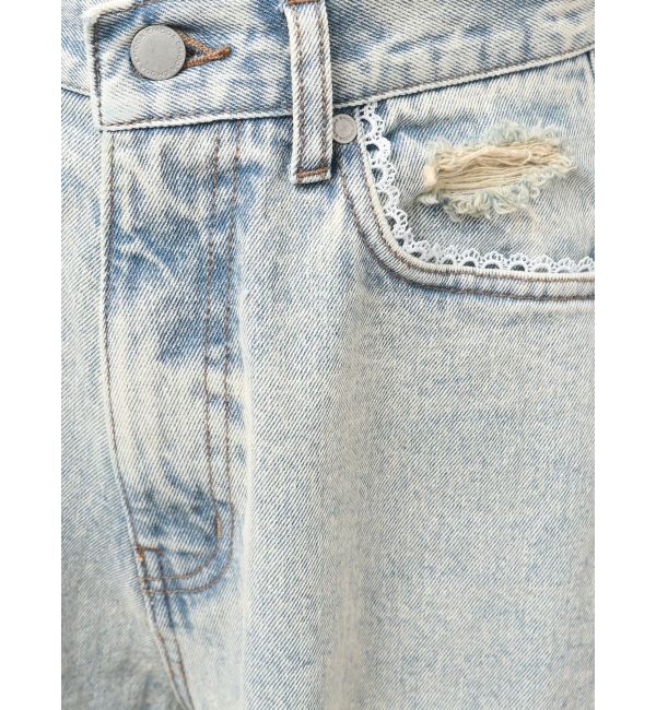 EMODA「バルキーワイドハイウエストクラッシュジーンズ」|デニム|