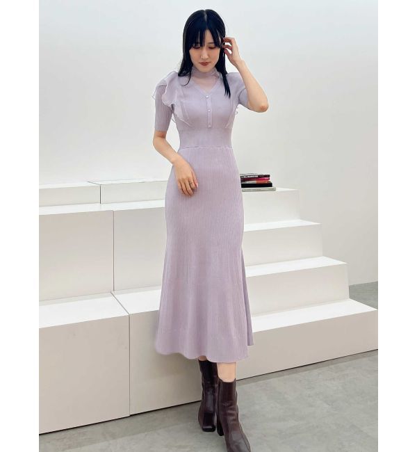 MERCURYDUO「2WAYオーガンジードッキングラッフルニットワンピース」|ワンピース|