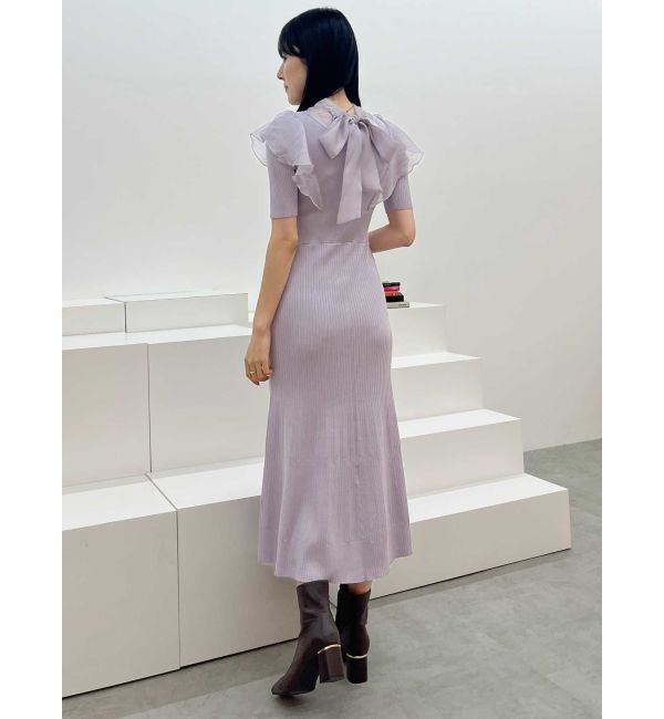 MERCURYDUO「2WAYオーガンジードッキングラッフルニットワンピース」|ワンピース|