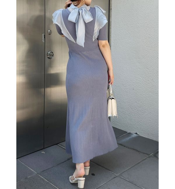 MERCURYDUO「2WAYオーガンジードッキングラッフルニットワンピース」|ワンピース|